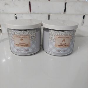 Black chamomile candles by bath and body works. Not available in sto